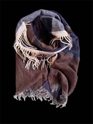 새상품급 Leilian 레리안 체크 무늬 울 머플러