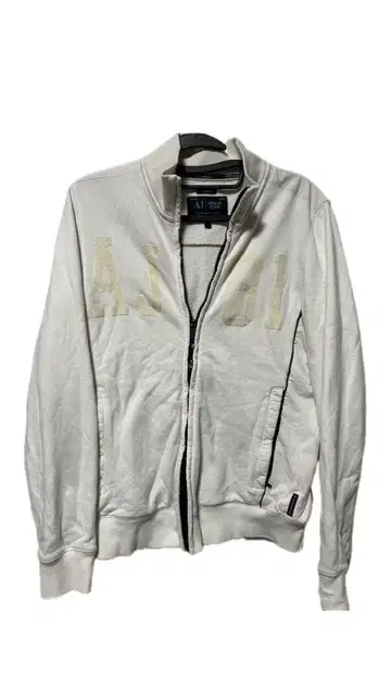 ARMANI JEANS 자켓 화이트 벨로아 원단 로고 s 사이즈