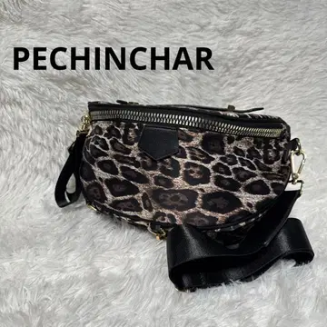 [ 새상품급 ] PECHINCHAR 레오파드 무늬 메탈 지퍼 숄더백