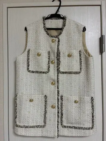 ELFRANK 에일프랑크 화이트 트위드 베스트 새상품급