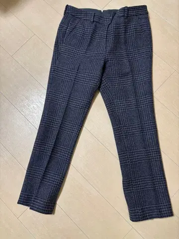 여성용 유나이티드 애로우즈 네이비 체크 무늬 슬랙스 40