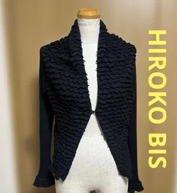 히로코비스 울 혼방 니트 가디건 쿠슈쿠슈 프릴 디자인 블랙 9호