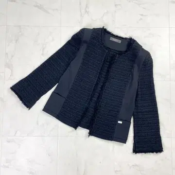 새상품급 FOXEY 쿨 트위드 콤비 가디건 자켓 블랙 40*LD12