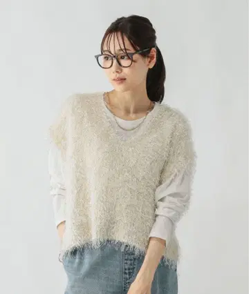 [ 새상품 미사용 ] 글로벌 워크 보송보송 샤기 베스트 아이보리