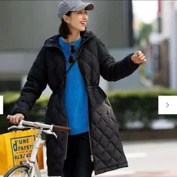 블랙 퀼팅 롱 다운 자켓