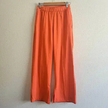 티고라 맨투맨 팬츠 와이드 팬츠 허리밴딩 오렌지 S 밑단 슬릿