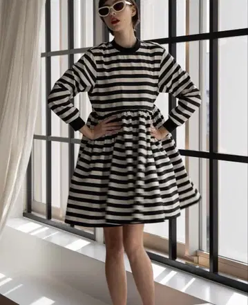 LINKABLE 보더 개더 원피스 S