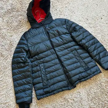 TOMMY HILFIGER 다운 자켓 후드 부착 블랙 XL