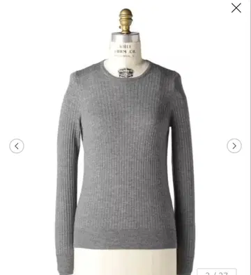 DRAWER 18G 캐시미어 실크 리브 크루넥 니트