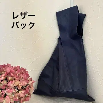 네이비 가죽 토트백