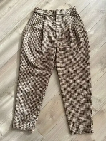 셀렉트모카 하이웨스트 체크 팬츠 브라운 계열 가을/겨울 안감 부착