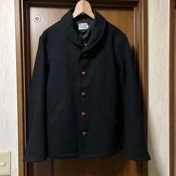 피코트 싱글 블랙 싸개 단추 체인지 단추 울 90% 배송비 포함