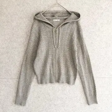 [ 지유 GU ] 케이블 짜임 집업 니트 후드티 (XL) 겉옷