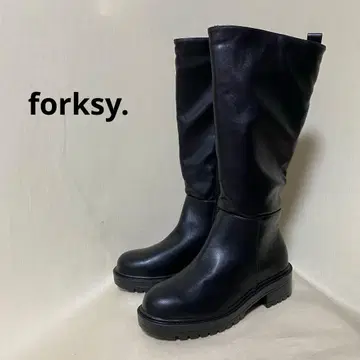새상품 forksy. 볼륨 밑창 롱 자키 부츠 L 블랙