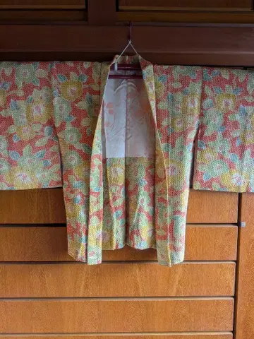 앤티크 다이쇼 로망 총 시보리 동백꽃 패턴 겉옷