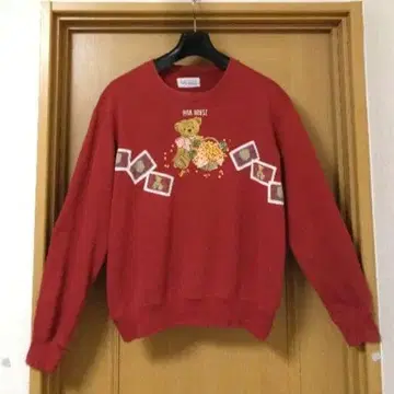 빈티지 90s 핑크하우스 베어 맨투맨 일본제