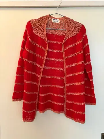 빈티지 모헤어 가디건 vintage 크로 셰 뜨개질 mohair