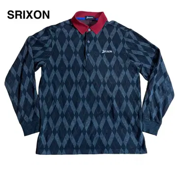 스릭슨 골프 긴팔 피케 셔츠 니트 블랙 레드 아가일 자수 로고 L