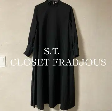 S.T.CLOSET FRABJOUS 사이드 턱 포멀 원피스 블랙