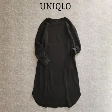 UNIQLO 긴팔 와플 원피스 트레이닝복 소재 블랙 M