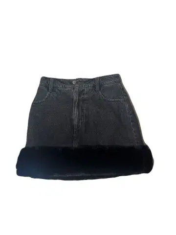 다리치 포인트 퍼 데님 미니 스커트