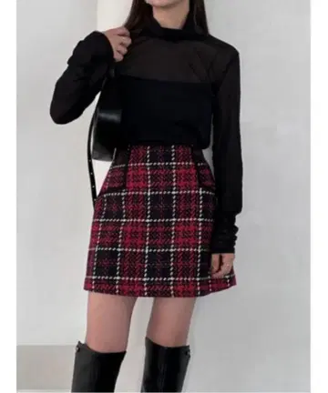 [ SNIDEL ] 로빙 체크 스커트 쇼츠 BLK 블랙