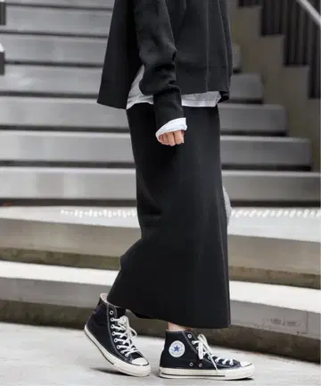 프레임워크 더블 자카드 스트레이트 스커트 블랙 36