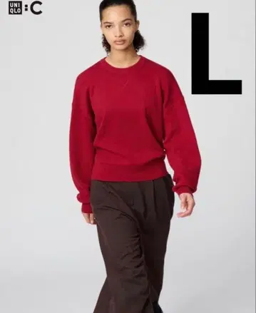 유니클로 스무스 코튼 크루넥 스웨터 L 사이즈 레드