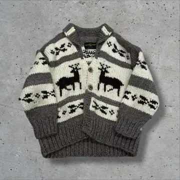 90s 코위찬 니트 캐나다제 THUNDERBIRD 두툼한 사슴 그레이