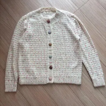 컬러풀 네프 퍼프 슬리브 니트 가디건