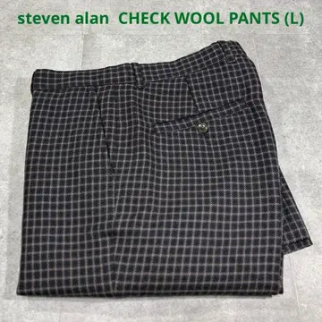 [컨디션 최상] 스티븐 앨런 격자 체크 울 팬츠 테이퍼드 L 네이비 계열