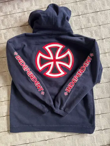 90s INDEPENDENT 후드티 아이언 크로스 네이비