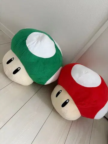 마리오 버섯 봉제 인형 그린과 레드 세트