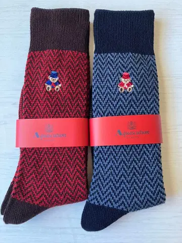 아쿠아 스큐텀 테디베어 2켤레 남성용 양말 울 혼방