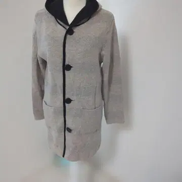 GALLORIA 리버서블 그레이와 블랙의 후드 부착 울 코트