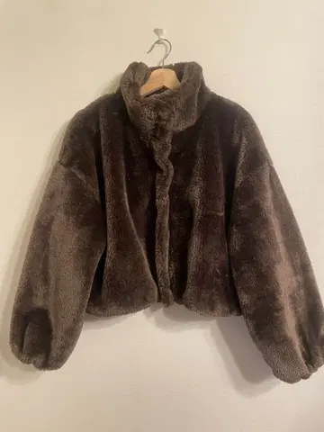 브라운 보아 자켓 숏 기장