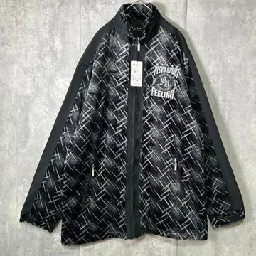 B계 HIPHOP 벨로아 자켓 자수 블랙 올 패턴 XL 빅 루즈