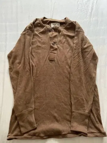 미군 헨리넥 2 버튼 셔츠 레어 브라운 미사용 데드