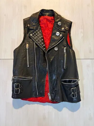 리메이크 빈티지 찡 장식 재킷 베스트 롱 재킷