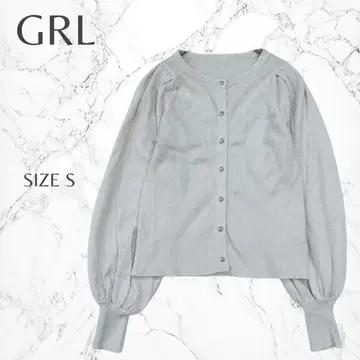 그레일 퍼프 소매 진주 조 단추 성숙/러블리 겉옷 니트 가디건 S