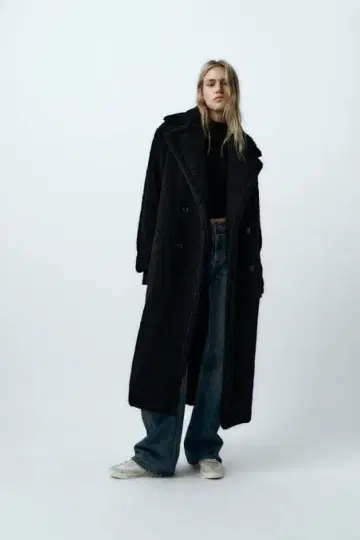 ZARA 보아 코트 블랙 XS