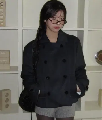 피코트 숏코트 블랙