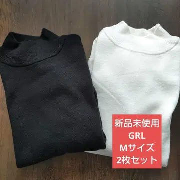 [미사용 새상품] GRL 캐시미어 터치 하이넥 니트탑 M 2장 세트