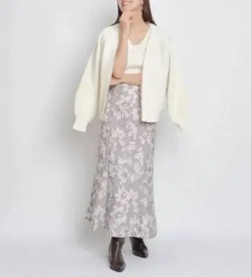 미사용 마이 스트라다 자카드 슬릿 내로우 스커트