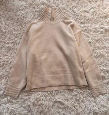 뷰티 앤 유스 울 캐시미어 아쿠아 루즈 터틀넥 니트