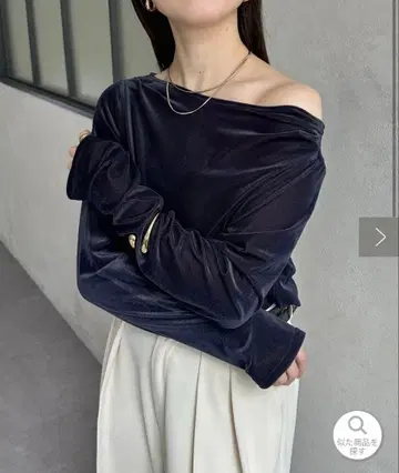 [ 미사용품 ] thevon 드레이프 넥 벨로아 시어 풀오버