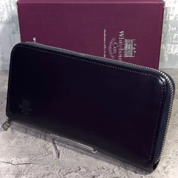 [단종품!] 화이트하우스콕스 라운드 지퍼 장지갑 가죽 네이비