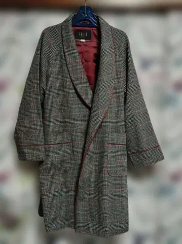 DAKS 캐시미어 체크 무늬 롱 코트