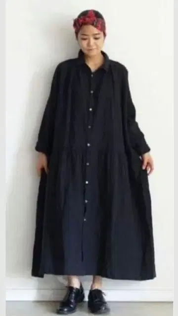 ichi Antiquites 린넨 셔츠 원피스