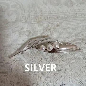 펄 3알 SILVER 브로치